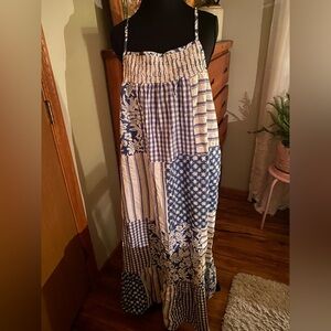 Universal Thread Patchwork Maxi Dress - Blue and Cream